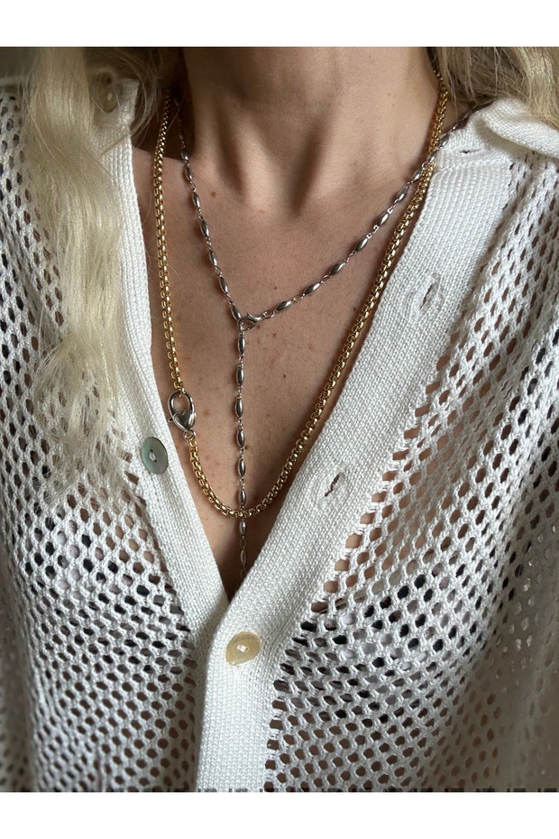 Silver Ellipse Y Necklace
