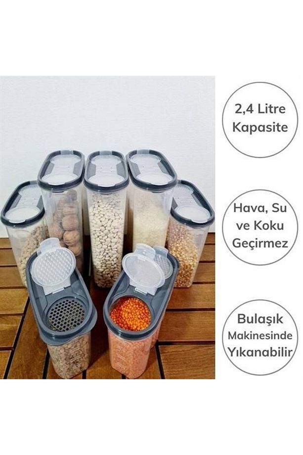 BUFFER® 2 Kapaklı Ölçekli Erzak Kuru Gıda Saklama Kutusu Kabı 2,4 Litre-SA940 - 3