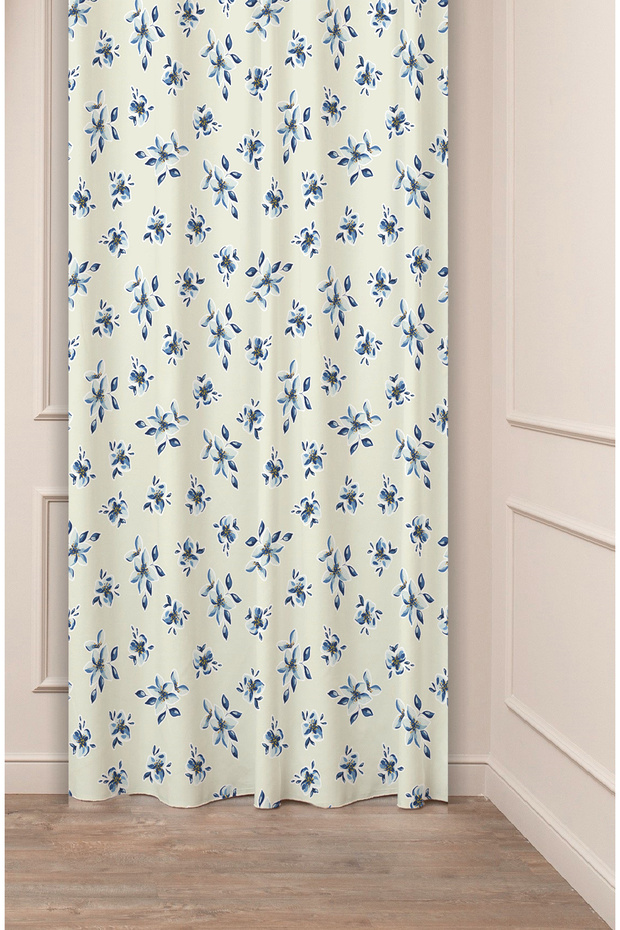 Bohemian Flowers Leaf Beige Cream Patterned Special Design Digital Printed (Single Wing) Modern Background Curtain