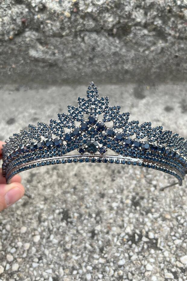 Daniela Navy Blue Bridal Henna Crown Special Occasion Accessory Women's Crown Hair Accessory – Crown, Crystal Stone