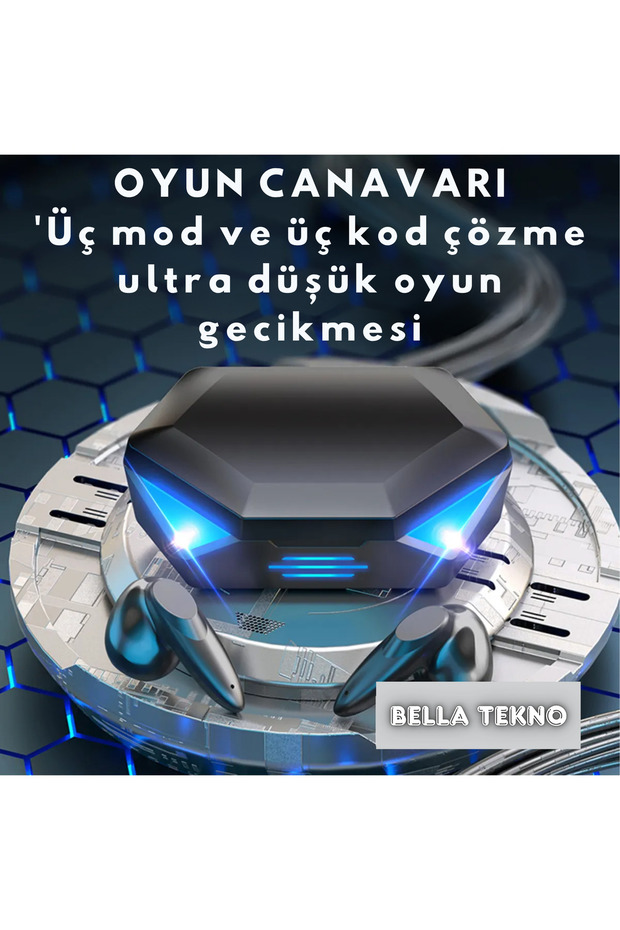 Kablosuz Bluetooth 5.2 Oyuncu Kulaklığı - RGB Işıklı, Düşük Gecikme, Kulakiçi, Oyun ve Müzik - 2
