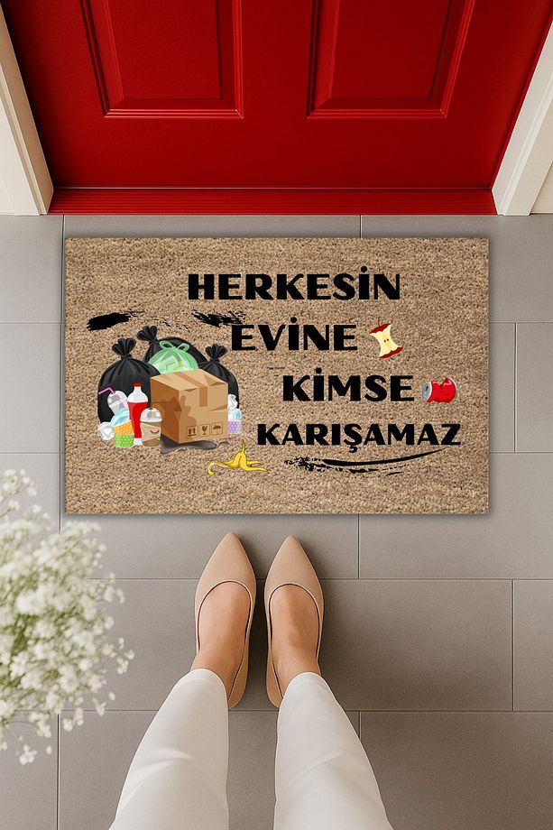 Yüksek Kaliteli Dijital Baskı Evime Kimse Karışamaz Kapı Önü Paspası - 2