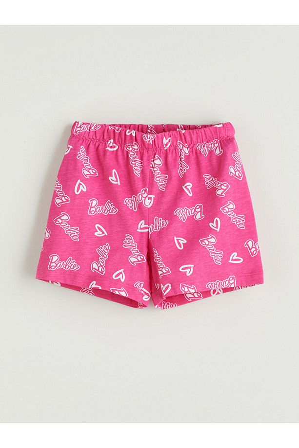 LCW Kids Pembe Barbie Baskılı Kız Çocuk Şortlu Pijama Takım - 5