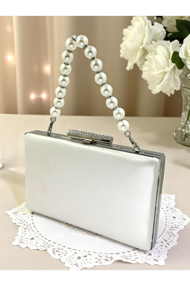 Bridal Bag Ecru Color Matte Skin Leather Women's Evening Dress Bag Wedding Engagement Graduation