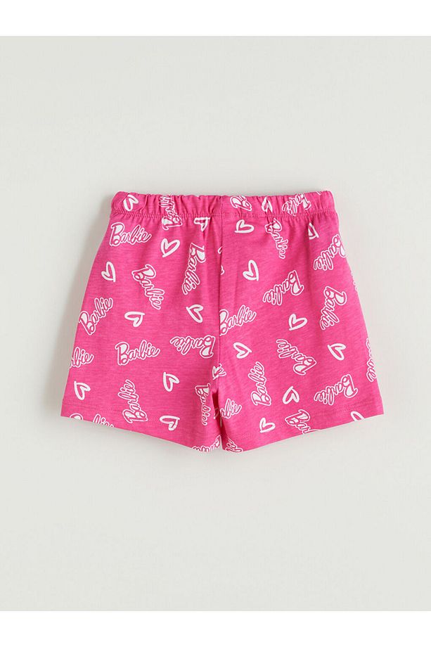 LCW Kids Pembe Barbie Baskılı Kız Çocuk Şortlu Pijama Takım - 7