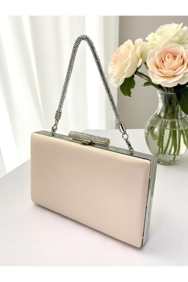 Sand Color Matte Skin Leather Women Evening Dress Bag Wedding Engagement Graduation