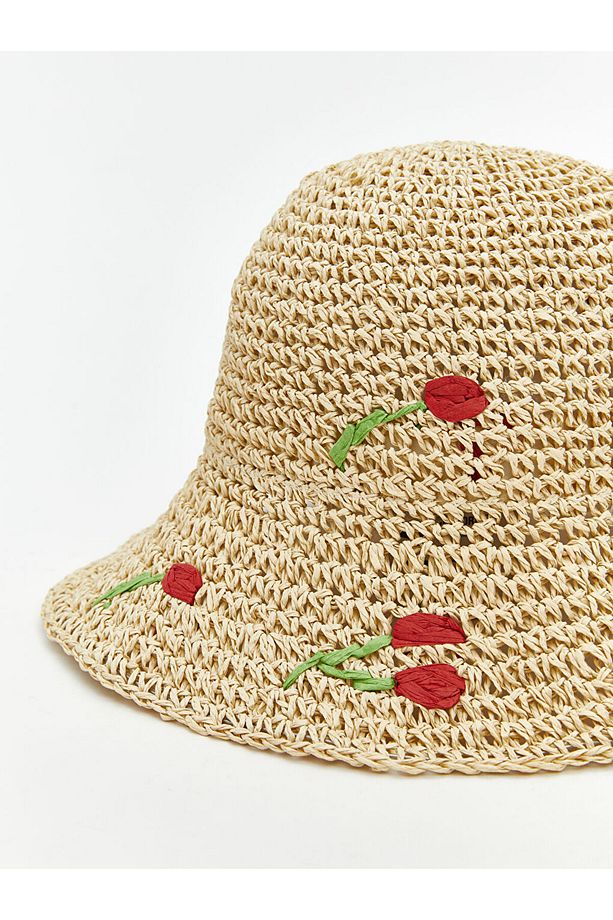 LCW ACCESSORIES Bej Kadın Hasır Bucket Şapka - 3