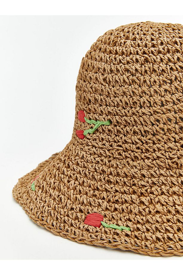 LCW ACCESSORIES Bej Kadın Hasır Bucket Şapka - 3