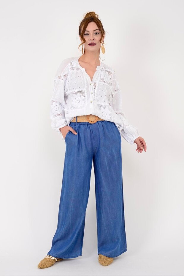 Women's Thin Fabric Belted Pants