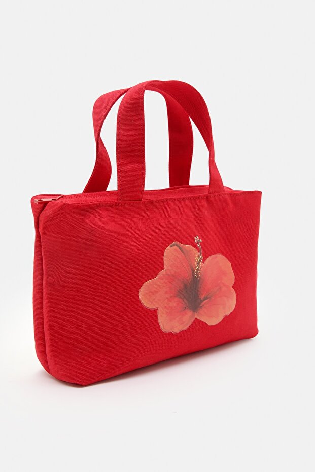 Çiçekli mini tote çanta - 5