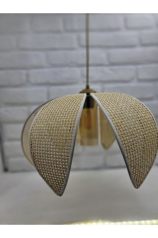 Hasır Hazeran Rattan Palmiye Model Bohem Salon Oturma Odası Hol Cafe Restaurant Tekli Sarkıt Avize - 5