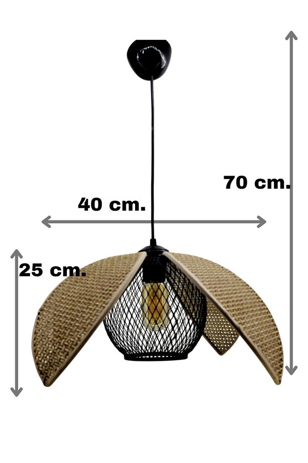 Hasır Hazeran Rattan Palmiye Model Bohem Salon Oturma Odası Hol Cafe Restaurant Tekli Sarkıt Avize - 2