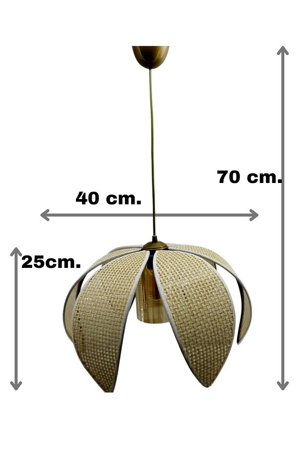 Hasır Hazeran Rattan Palmiye Model Bohem Salon Oturma Odası Hol Cafe Restaurant Tekli Sarkıt Avize - 4