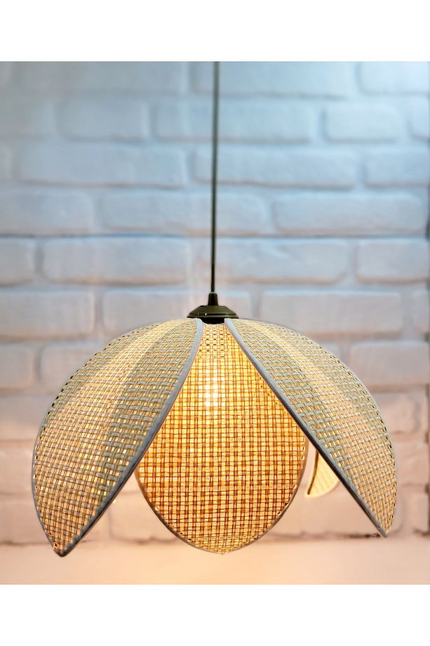 Hasır Hazeran Rattan Palmiye Model Bohem Salon Oturma Odası Hol Cafe Restaurant Tekli Sarkıt Avize - 5
