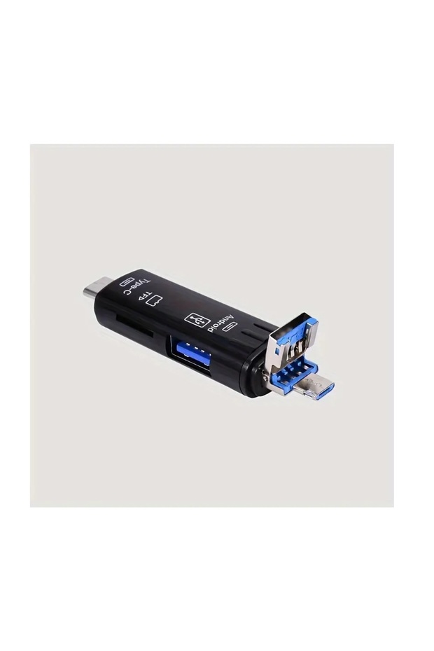 قارئ بطاقات 5*1، USB إلى C-TYPE/MICRO OTG محول بطاقة ذاكرة ثلاثي الفتحات متوافق مع 4 UHS-I وMicro SD
