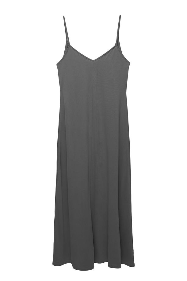 Dökümlü askılı midi elbise - 4