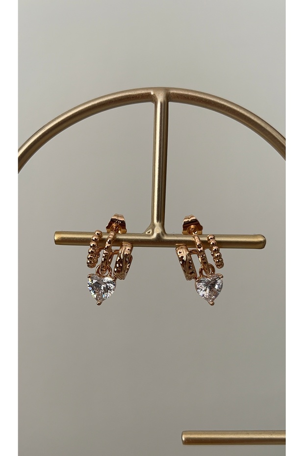 Vip Series Gold Single Stone Heart Model Earrings