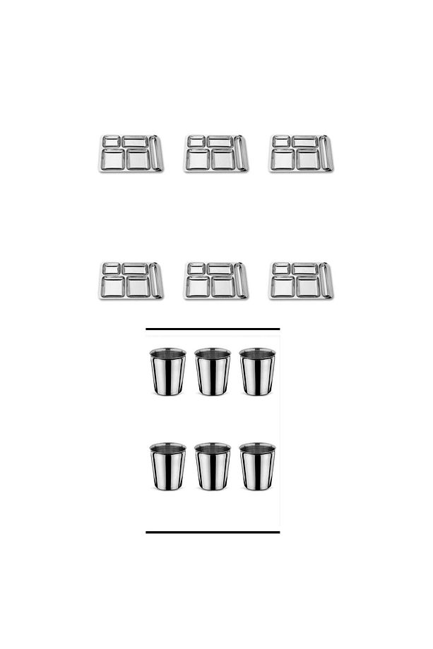 12 Parça Piknik Kahvaltılık Çelik Tabildot Set ( 6 Adet Tabldot ,6 Adet Bardak ) - 4