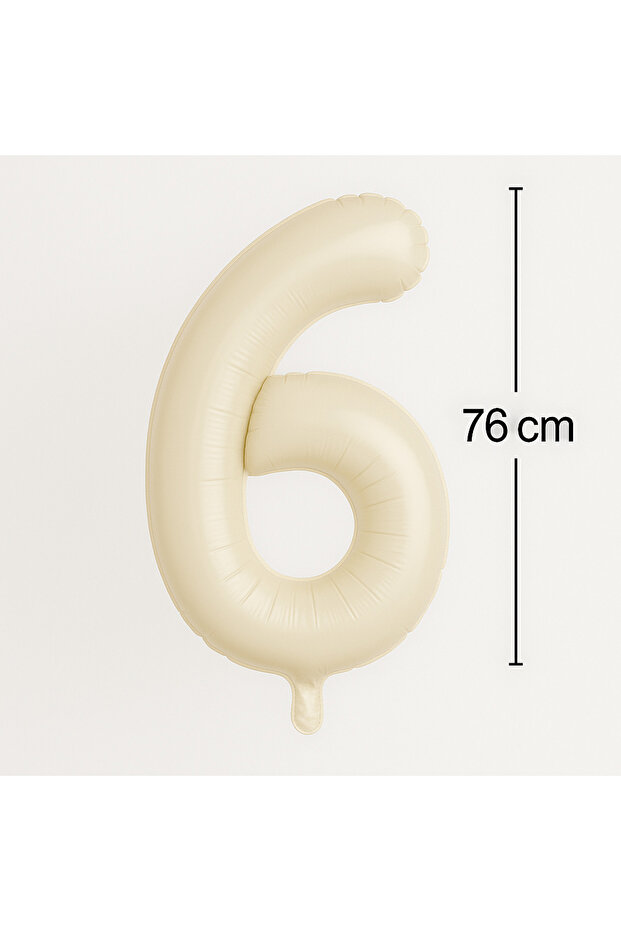 Foil Number Balloon 6 Years Old Cream 76 cm Large Size