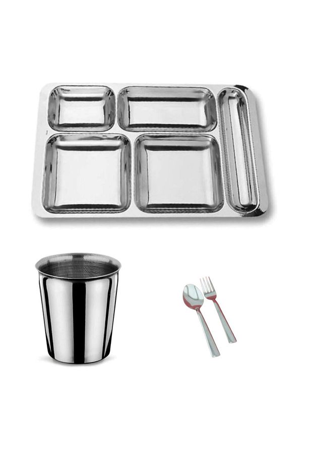 24 Parça Piknik Kahvaltılık Çelik Tabildot Set ( 6 Adet Tabldot,6 Adet Bardak,6 Adet Çatal, Kaşık ) - 4