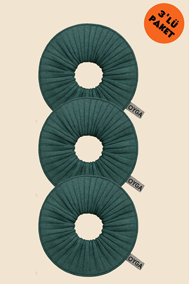 Set of 3 Purple Ribbed Scrunchies – Soft Texture, Outer Stitch Detail Scrunchie - 1