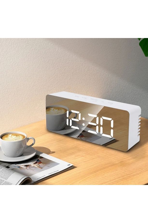 Aynalı Çalar Saat Alarm Takvim Led Dijital Masa Saati - 2
