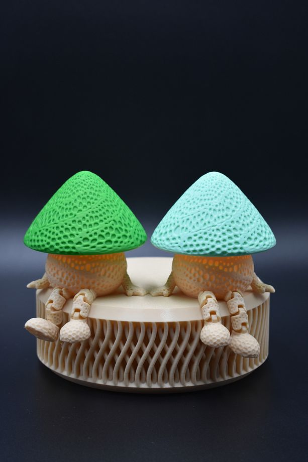 LED Işıklı 3D Baskı Mantarlı Oturan Figür – Gece Lambası / Masa Dekoru - 2