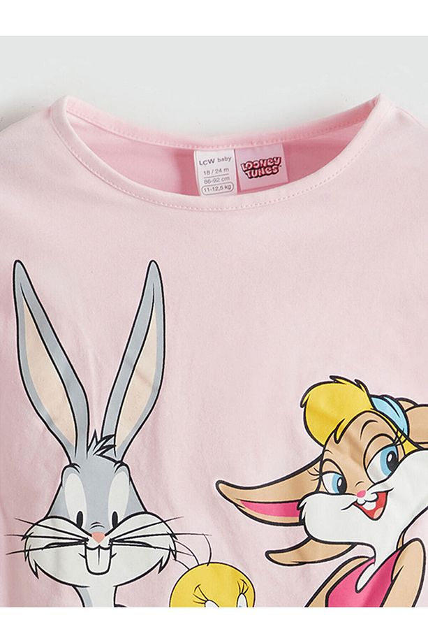 LCW baby Pembe Bugs Bunny Baskılı Kız Bebek Şortlu Pijama Takım - 7