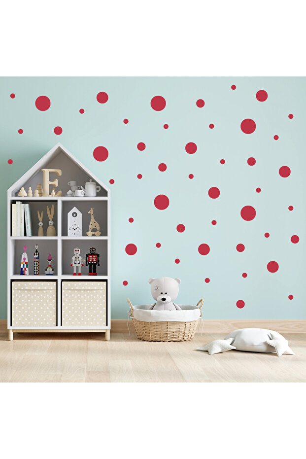 Various Sizes Round Polka Dot Wall Sticker Set between 1.5-18cm - 268 Pieces