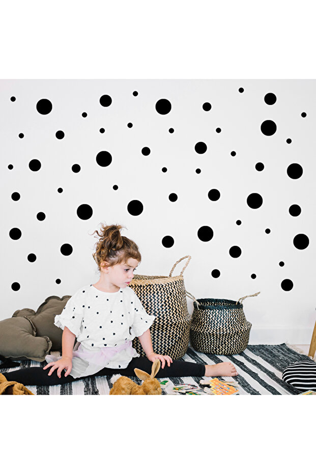 Various Sizes Round Polka Dot Wall Sticker Set between 1.5-18cm - 268 Pieces