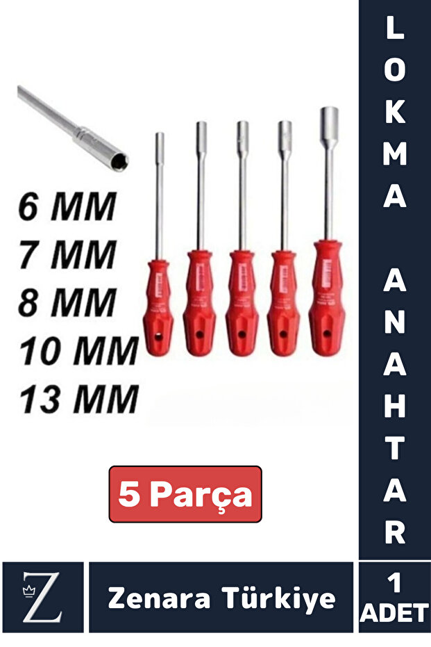 Ergonomic Non-Slip Rubber Handle Repair Mounting Nut 6/7/8/10/13/mm Screwdriver Socket Wrench Set of 5