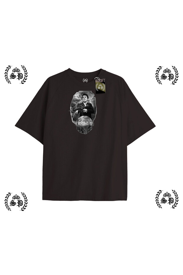 Y2K Wounded Face Printed Black T-Shirt