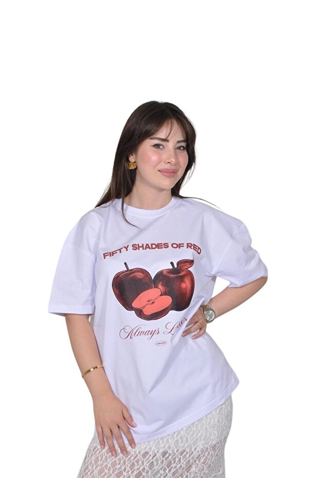 Apple Printed White T-Shirt