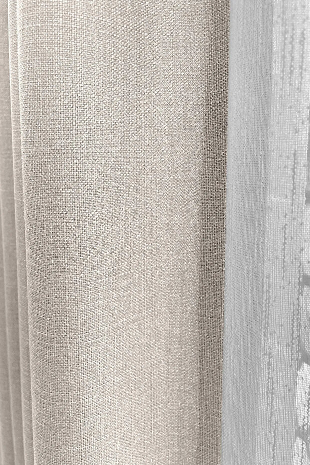 Nova Series Pleatless Linen Background Curtain - Cream