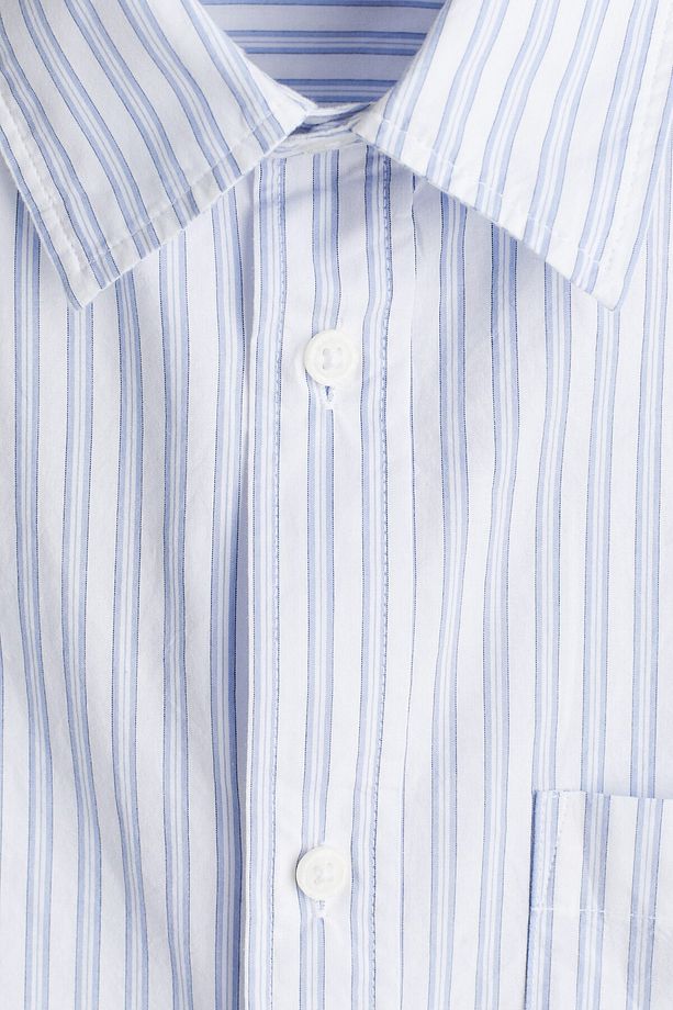 Kısa ve Geniş Poplin Gömlek Regular Fit - 7
