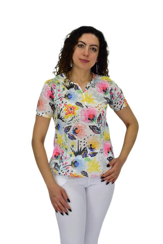 بلوزة نسائية مطبوعة بأكمام قصيرة BGL-ST04687