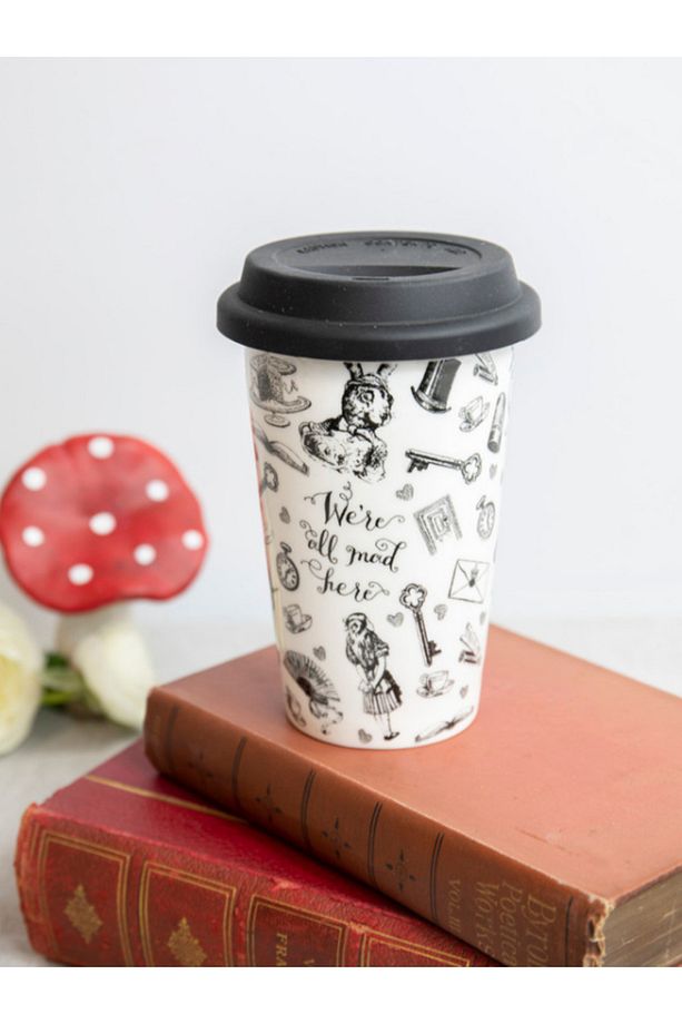 x V&A Alice In Wonderland 350ml Silikon Kapaklı Porselen Çift Çidarlı Kupa - 6