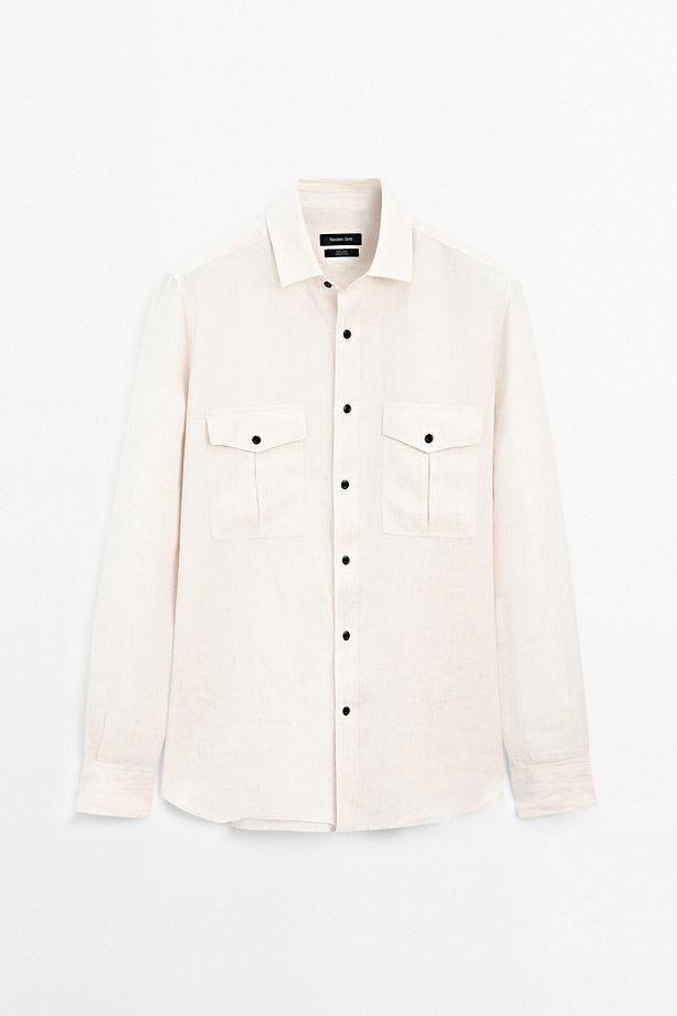 %100 keten regular fit gömlek - 5