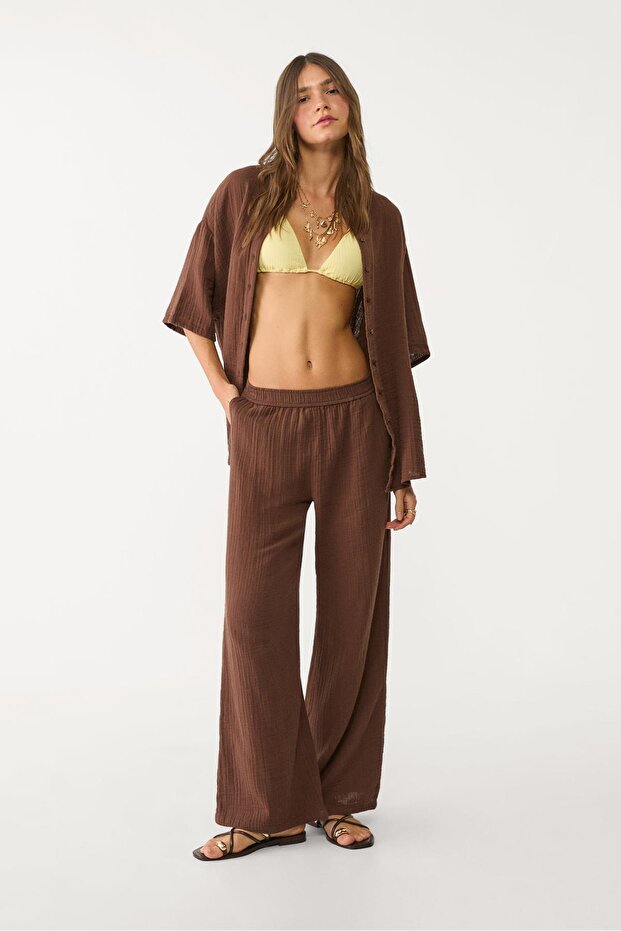 Dökümlü pamuklu gömlek - 2