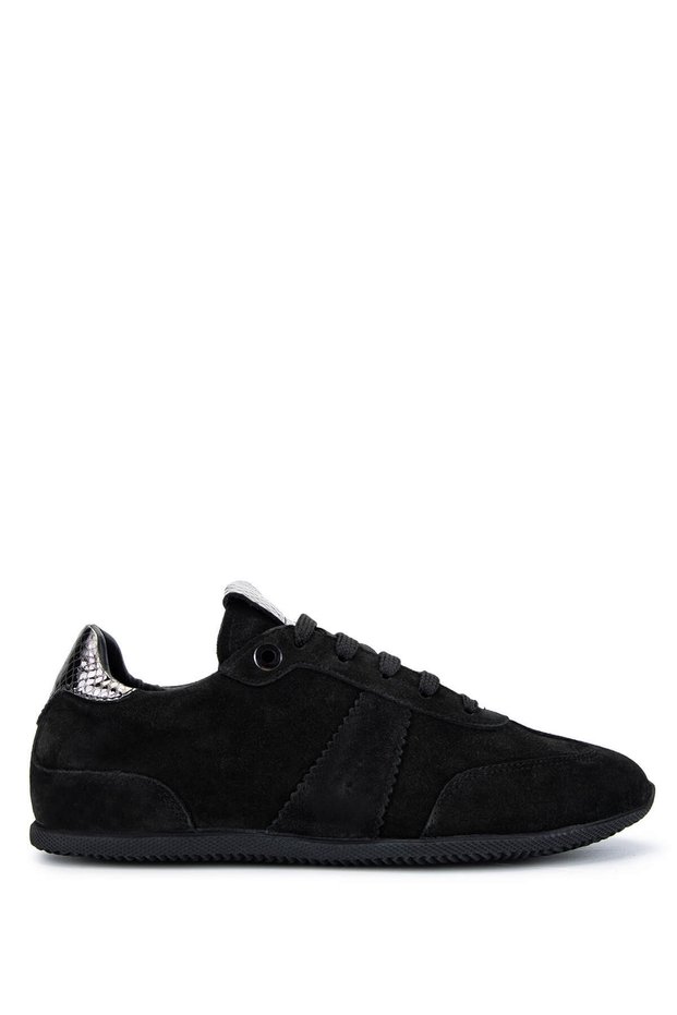 Women's Genuine Leather Black Suede Sneakers & Sports Shoes