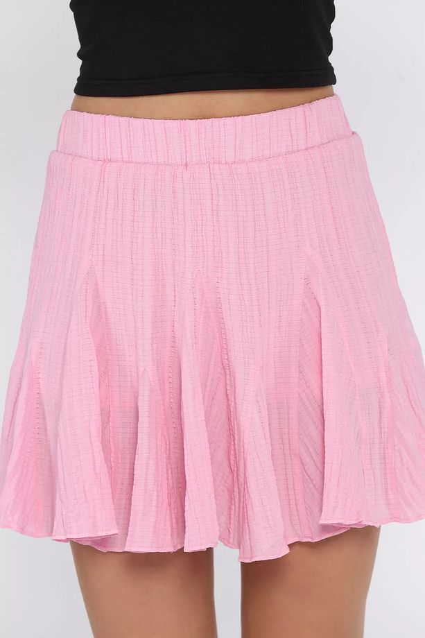 Pembe Bel Lastikli Şort Etek - 4