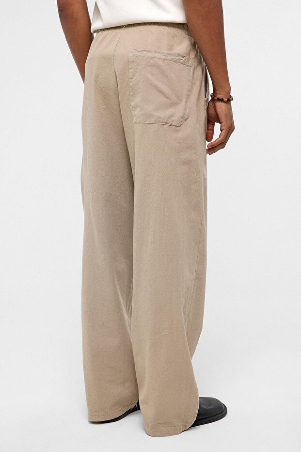 Basic Oversize Keten Takım Bej - 6