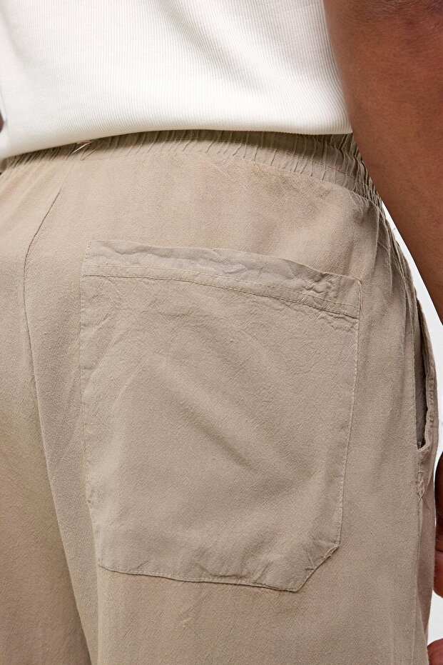 Basic Oversize Keten Takım Bej - 7