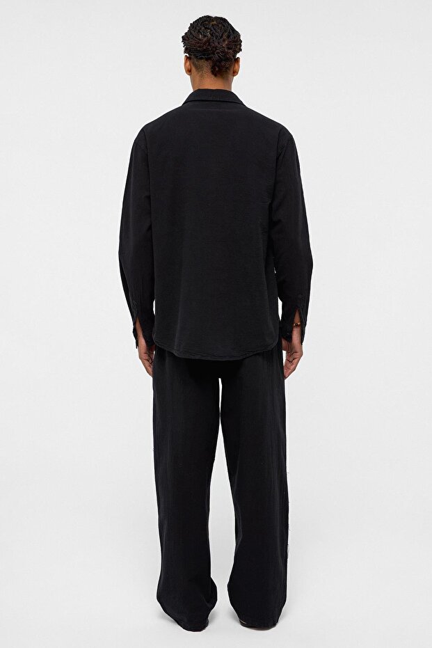 Basic Oversize Keten Takım Siyah - 4