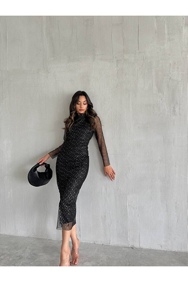 Tylle šaty s detailem třpytek - 2