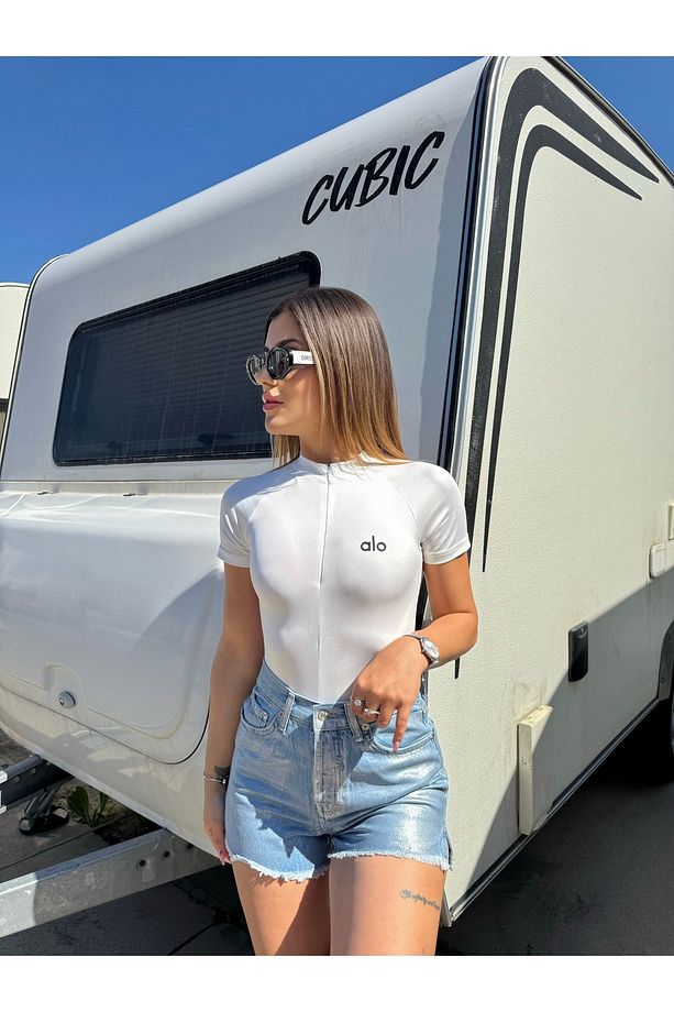Kadın Parlak Simli Mavi Kot Şort - 3