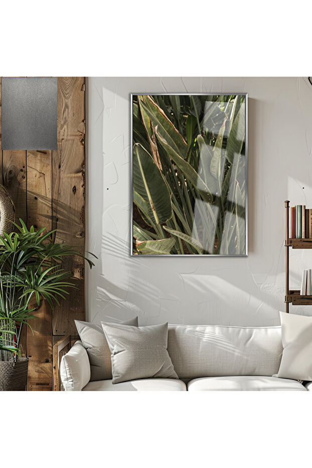 Amazing | Green Color Leafed Plant Model (Grass) | Framed Tempered Glass Table Single Vertical