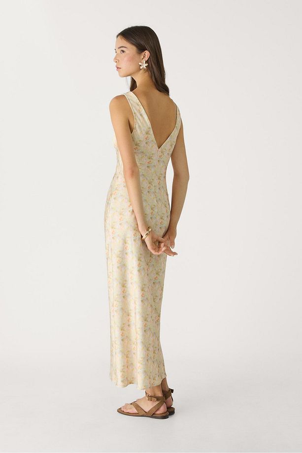 Saten Yüzeyli Dantel Midi Elbise - 6