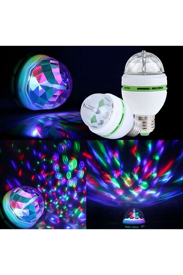 E27 Renkli Disko LED Ampul Hareketli Disko Ampulü 360 derece RGB Dönen Disko Topu - 2