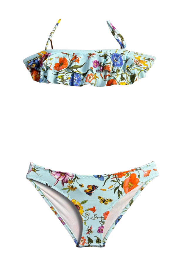 Halter Neckline Living Nature Theme 50Uv Girls Bikini Set by Nessi Byrd